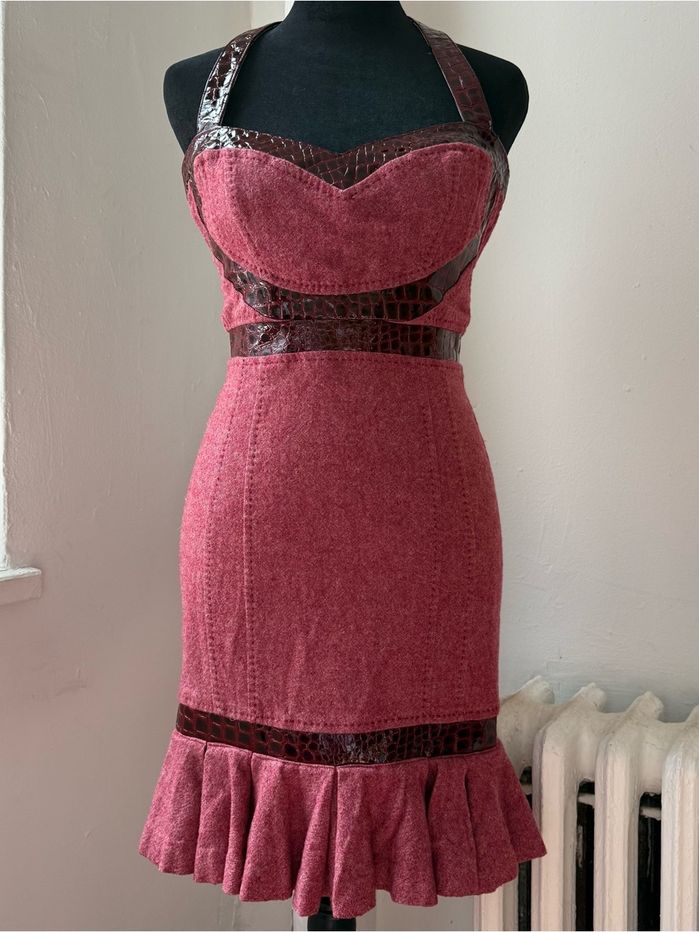 Vintage Y2K Bebe Red Halter Dress